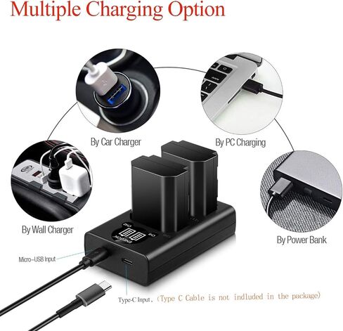 ENEGON NP-FZ100 Battery Replacement and A7iii Battery Charger for Sony A7iii, A7iv, A7C, A6700, A6600, ZV-E1, ZV-E10ii, FX3, FX30, A9, Alpha 9, Alpha 9S, A9S, A7R3, A7R4 Camera Batteries, 2 Packs in Saudi Arabia