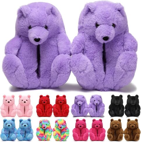 Women's Funny Teddy Bear Slippers,Cute Slippers for Women,Fuzzy Indoor House Slipper,Fluffy Cartoon Bedroom Slipper,Birthday Gifts for Women,Men,Ladies,Girls in Saudi Arabia