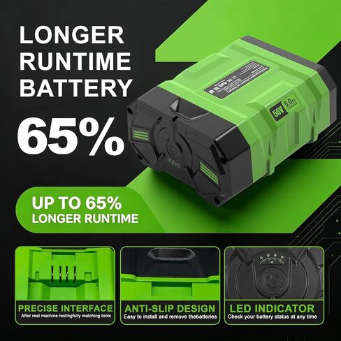 5000mAh Replacement for EGO 56V Battery Compatible with EGO Battery 56V BA2800 BA4200 BA1400 BA1400T BA2240 Cordless Power Tools and Chargers in Kuwait