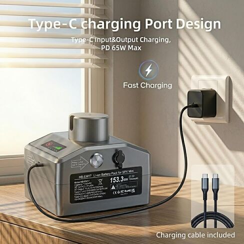 Starlink Mini Battery Pack, 21.9V Portable Power Supply | 7000mAh 153.3Wh Rechargeable, Type-C Input, PD 65W Max Fast Charging, For SPX Mini in Saudi Arabia