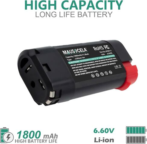 1800mAh 6.60V Black and Decker Vpx Battery Vpx0111 Replacement Battery | Compatible with VPX1101, VPX1101X, VPX1201, VPX1212, VPX1212X, VPX1301, VPX1301X, VPX1401, VPX1501, VPX2102 in Kuwait