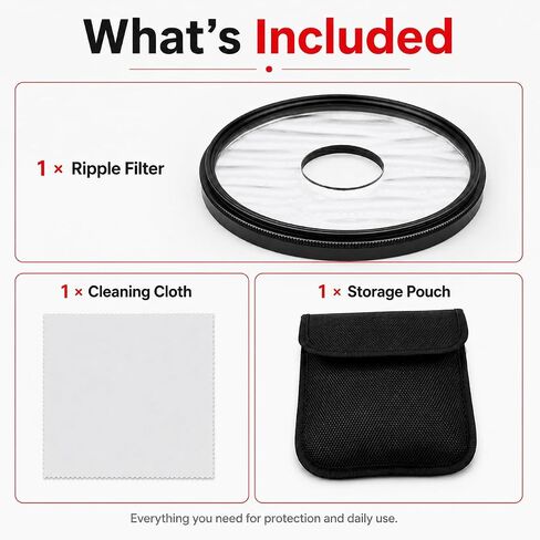 77mm Hollow Ripple Filter for Dreamy Photography Effects | Creates Dreamy Ripple Reflections, Glowing Highlights and Artistic Distortion for Portrait & Creative Photography in Kuwait