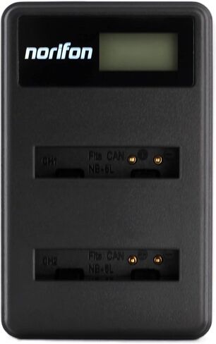 Norifon NB-6L Dual Channel LCD USB Charger for Canon PowerShot S95 | Compatible with Canon PowerShot SX530 HS, SX610 HS, SX710 HS, SD1200 IS, SD1300 IS, S120 IXY 10S IXY 30S Cameras in Kuwait