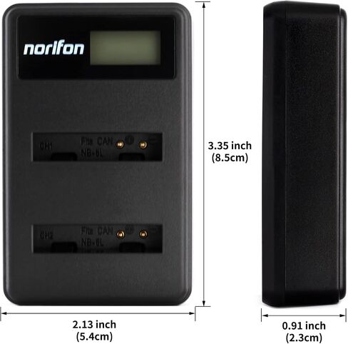 Norifon NB-6L Dual Channel LCD USB Charger for Canon PowerShot S95 | Compatible with Canon PowerShot SX530 HS, SX610 HS, SX710 HS, SD1200 IS, SD1300 IS, S120 IXY 10S IXY 30S Cameras in Kuwait