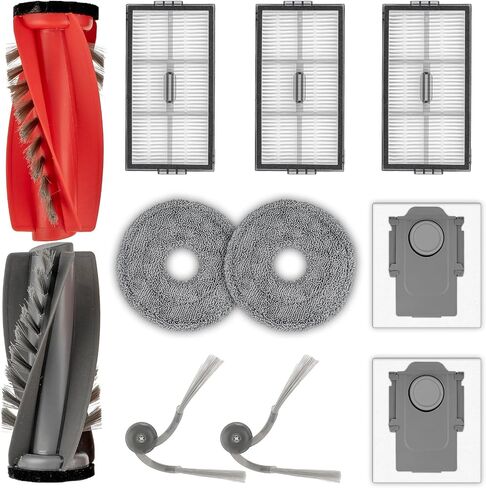 (11 Pack) Saros 20 Accessories Kit Replacement Parts for Roborock Saros 20, Saros 10R, Qrevo CurvX, Qrevo Curv 2 Pro, 2 Roller Brushes, 2 Side Brushes, 2 Dust Bags, 3 HEPA Filters, 2 Mop Pads in Kuwait
