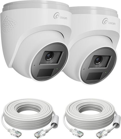 Loocam 4K Dome Poe IP Cameras 2 Packs NVR Security System | 8MP Ultra HD Wired Camera, 100ft IR Night Vision, IP66 Weatherproof Suitable for Outdoor Indoor, Compatible with Loocam NVR in Saudi Arabia