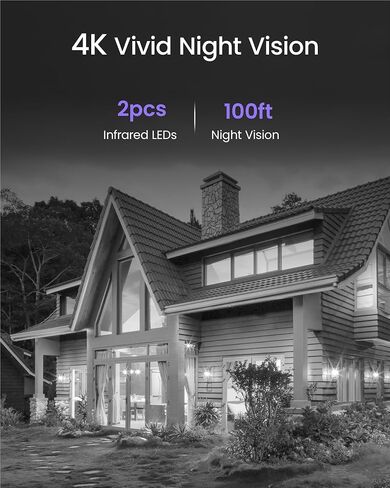 Loocam 4K Dome Poe IP Cameras 2 Packs NVR Security System | 8MP Ultra HD Wired Camera, 100ft IR Night Vision, IP66 Weatherproof Suitable for Outdoor Indoor, Compatible with Loocam NVR in Saudi Arabia