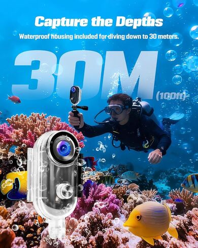 Action Camera 4K, Mini Body Camera with Audio and Video Recording 64GB Card | Wi-Fi Magnetic Hands-Free with Waterproof Case & Rotatable Clip for Vlogging Traveling Outdoors in Kuwait