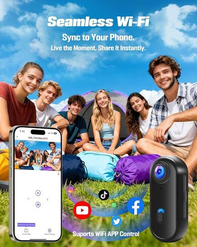 Action Camera 4K, Mini Body Camera with Audio and Video Recording 64GB Card | Wi-Fi Magnetic Hands-Free with Waterproof Case & Rotatable Clip for Vlogging Traveling Outdoors in Kuwait