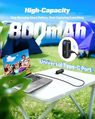 Action Camera 4K, Mini Body Camera with Audio and Video Recording 64GB Card | Wi-Fi Magnetic Hands-Free with Waterproof Case & Rotatable Clip for Vlogging Traveling Outdoors in Kuwait