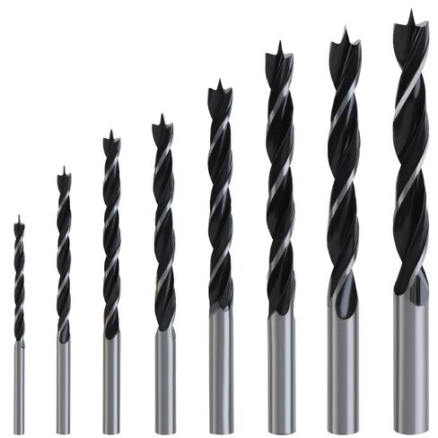 Brad Point Drill Bits - 8 Pcs 3-10mm Spur Point Spiral Twist Wood Metric Drill Bits with Durable Case Wood Working Tool for Hardwood or Softwood (Black) in Saudi Arabia