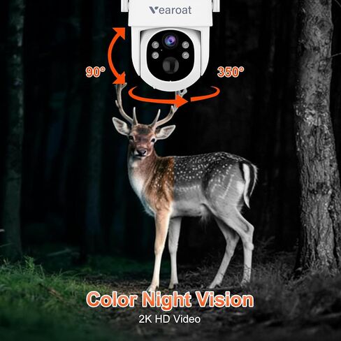 Wireless Solar Security Camera, 4G LTE No WiFi, Lifetime Free Data,360° Live View, 2K Night Vision, Built-in SIM Card, Motion Detection Alerts, for Farms RVs Cabins in Kuwait