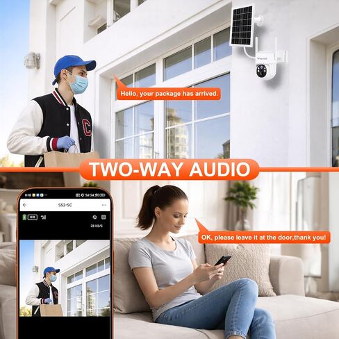 Wireless Solar Security Camera, 4G LTE No WiFi, Lifetime Free Data,360° Live View, 2K Night Vision, Built-in SIM Card, Motion Detection Alerts, for Farms RVs Cabins in Kuwait