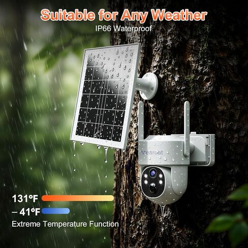 Wireless Solar Security Camera, 4G LTE No WiFi, Lifetime Free Data,360° Live View, 2K Night Vision, Built-in SIM Card, Motion Detection Alerts, for Farms RVs Cabins in Kuwait