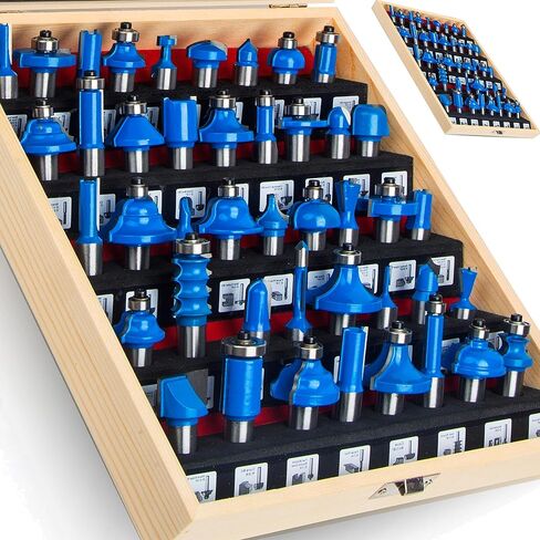 LEATBUY Router Bit Set Wood Molding Bits 37 PCS 1/2 Inch Shank, Corner Round Edge Beading Door Cabinet Drawer Woodworking Milling Cutter Carbide CNC Router Tools(SQ-2) in Saudi Arabia