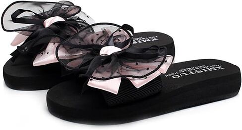 KUUTGG Flat Bow Slide Sandals For Womens Comfy Low Heels Open Toe Slip On Bohemia Bowknot Summer Beach Dressy Slippers in Kuwait