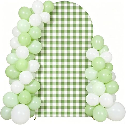 Irisbell Blue Checkered Arch Backdrop Cover 7.2FT Stretchy Spandex Arch Backdrop Stand Covers,Gingham Arch Cover Background for Wedding Birthday Party Baby Shower (Blue,7.2FT) in Kuwait