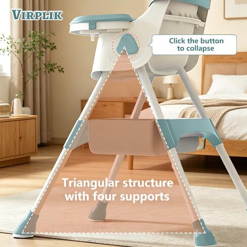 Foldable 4-in-1 Baby High Chair for Babies & Toddlers, High Chair with Detachable PU Cushion, Removable Tray, Adjustable Height, Locking Wheels,Mint Green in Kuwait