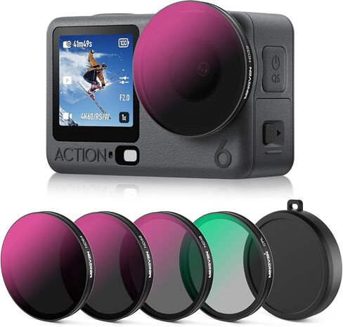 Action 5 Pro ND Filter Set - 4 Pack (CPL, ND8, ND16, ND32) | Snap-On/HD Optical Glass/Multi-Coated Filters Set for DJI Osmo Action 5 Pro/4 Accessories for Travel, Sports, Cinematic Video in Saudi Arabia