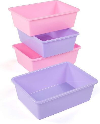 Humble Crew Plastic Storage Bins for Kids, Large Removable Toy Organizer | BPA-free, lightweight, fits cubbies and bookshelves, compatible with most toddler shelving for playroom, bedroom, or nursery in Saudi Arabia