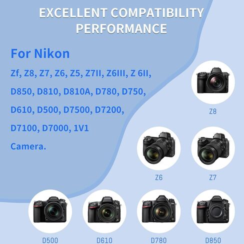 EN-EL15, EN-EL15a, EN-EL15b, EN-EL15c Batteries USB-C Charging for Nikon D7500, D750, Z6, Z6 ii, Z7, Z7ii, Z8, D500, D600, D610, D810, D800, D800E, D710E, D850, D7000, D7100, D7200 Cameras in Saudi Arabia