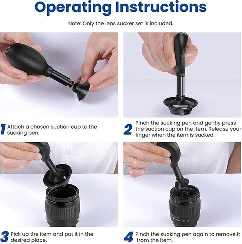Anti-Static Vacuum Suction Pen Professional Camera Lens Kit with 7 Interchangeable Silicone Oval Suckers in Kuwait