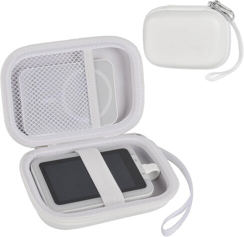 Boobowl Hard Case for Insta360 Snap Selfie Screen with Light White | Soft Lining and Elastic Strap Secure Screen, Mesh Pocket for Power Bank & Cables, Carabiner for Travel, Case Only in Saudi Arabia