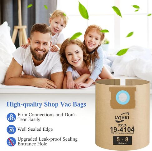 5 Pack DXVA19-4104 Vacuum Bags for DEWALT 5 to 8 Gallon Wet/Dry Vacuum, 1 Pack DXVC4001 compatible with DEWALT 4-5 gallon wet dry shop vac DXV04T DXV05P DXV05S DXV08S and DXV06G in Saudi Arabia