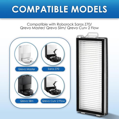 (7 Pack) Qrevo Slim Replacement HEPA Filters Compatible with Roborock Qrevo Master/Saros Z70 / Qrevo Curv 2 Flow Robot Vacuum, Filter Kit, Filters Accessories Kit, Canister Filters, Upright Filters in Kuwait