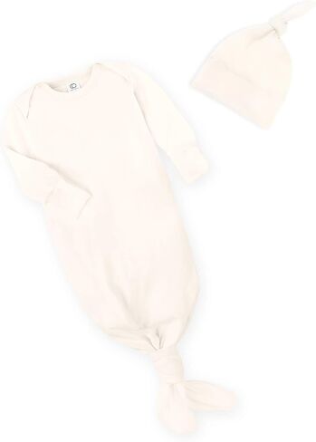 Colored Organics 0-3M Gown and Knotted Hat Set in Natural in Saudi Arabia