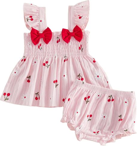Baby Girl Clothes Summer Cute Dress Shorts Outfits Ruffle Blouse Shirt Tops Bloomers Fruit Princess Outfit Set in Saudi Arabia