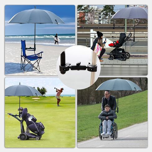 Double Super Clamp Camera Mount Umbrella Clamp for Chair | Umbrella Holder with 360° Ball Head Magic Arm for Stroller/Wheelchair/Beach Wagon/Golf Cart/Pole/Light Stand/Motorcycle in Saudi Arabia