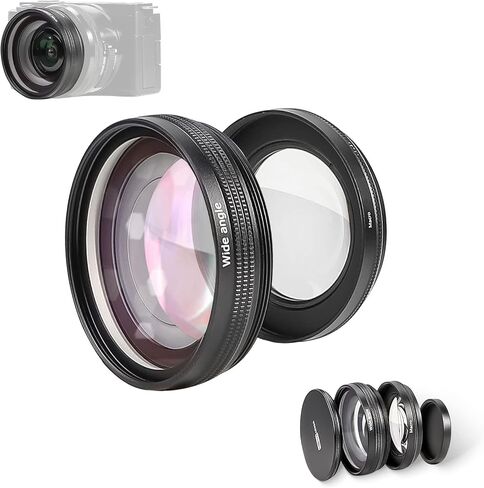USKEYVISION 2-in-1 Wide Angle & Macro Lens for Sony ZV-E10, 18mm/10X WLZ-10 | For Sony ZV-E10 Vlog Camera, 2-in-1 Lens Kit, Wide Angle Landscape, Macro Close-Up Photography, Easy Attachment Design in Saudi Arabia