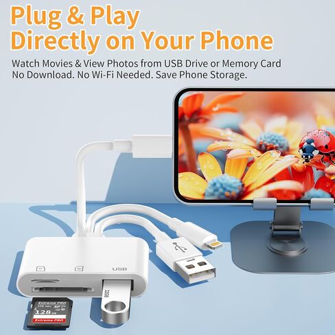 SD Card Reader for iPhone iPad Mac, 3-in-1 USB-C & Lightning & USB-A MicroSD/SD Adapter, Plug & Play Camera Adapter to iPhone, High-Speed Memory Card Reader for Digital Camera Trail Camera,Laptop in Saudi Arabia