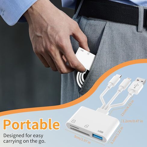 SD Card Reader for iPhone iPad Mac, 3-in-1 USB-C & Lightning & USB-A MicroSD/SD Adapter, Plug & Play Camera Adapter to iPhone, High-Speed Memory Card Reader for Digital Camera Trail Camera,Laptop in Saudi Arabia