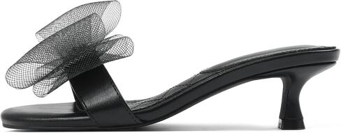Kitten Heels for Women Bow Mules Slip on Stiletto Heeled Sandals | Open Toe,Stiletto High Heels,Low heel,Wedding Bridal Party Prom Sexy Dress Shoes in Kuwait