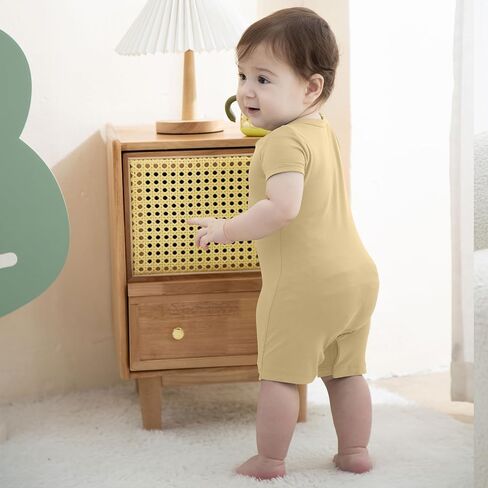 3pack Baby Rompers Short Sleeve with Snap Closure Infant Clothes light yellow+baby pink+pink 0-3 M in Saudi Arabia