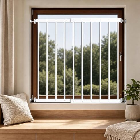 WAOWAO 61.41-86.61" Wide Window Guards for Child Safety White 3 Piece | Extra Wide,Adjustable Pressure Fit,Tool-Free Installation,Heavy-Duty Steel More Durable Safety,Ideal for Indoor Windows in Saudi Arabia