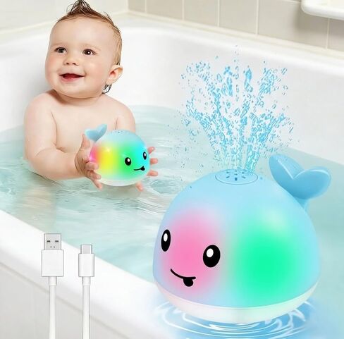 Gigilli Baby Bath Toys, Light Up Whale Sprinkler Bath Pool Toy for Kids in Saudi Arabia
