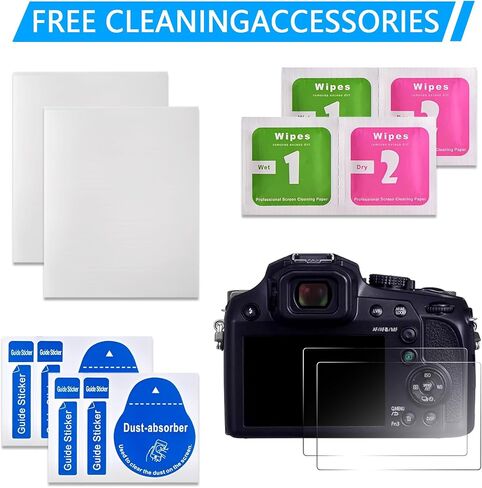 2PCS Screen Protector Compatible with Panasonic Lumix FZ80D Camera, 0.25mm 9H Hardness Tempered Glass Screen Film, Anti-Scratch Anti-Fingerprint in Saudi Arabia