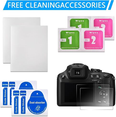 2PCS Screen Protector Compatible with Panasonic FZ72 FZ70, Crystal Clear 9H Hardness Tempered Glass Film, Digital Camera Accessories, Anti-scratch Anti-Finger Print in Saudi Arabia