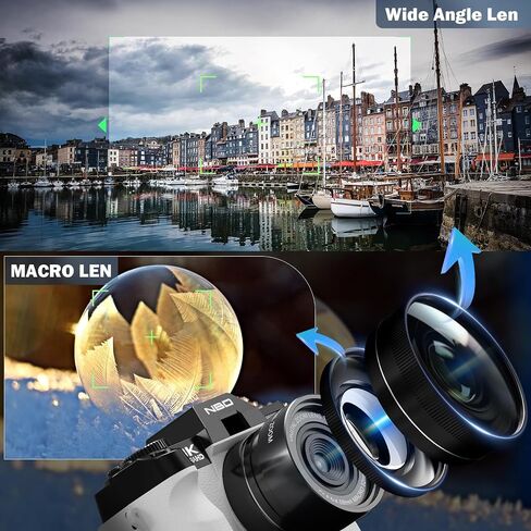 True 8K Digital Cameras for Photography 64MP - WiFi, Wide-Angle & Macro Lens, 16X Zoom Autofocus, 3" 180° Flip Screen, 64GB Card, Vlogging Camera for YouTube Travel(Pearl White) in Saudi Arabia