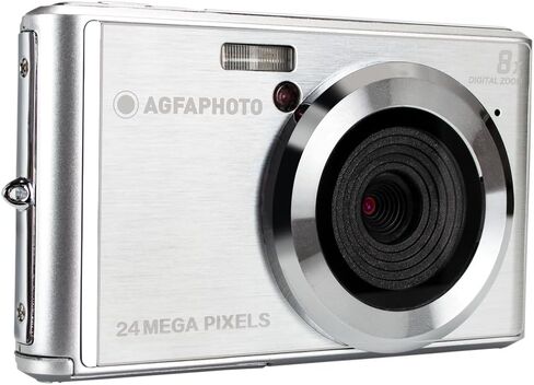 كاميرا رقمية مدمجة AGFA Photo Realishot DC5500، 24 ميجابكسل، شاشة LCD 2.4 بوصة، تكبير رقمي 8X، فيديو عالي الدقة 720 بكسل، بطاقة ذاكرة SD خارجية، بطارية ليثيوم - فضي | فيديو عالي الدقة 720 بكسل، تكبير رقمي 8X، شاشة LCD 2.4 بوصة، بطاقة ذاكرة SD خارجية، 24 م in Kuwait