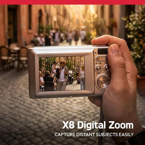 كاميرا رقمية مدمجة AGFA Photo Realishot DC5500، 24 ميجابكسل، شاشة LCD 2.4 بوصة، تكبير رقمي 8X، فيديو عالي الدقة 720 بكسل، بطاقة ذاكرة SD خارجية، بطارية ليثيوم - فضي | فيديو عالي الدقة 720 بكسل، تكبير رقمي 8X، شاشة LCD 2.4 بوصة، بطاقة ذاكرة SD خارجية، 24 م in Kuwait