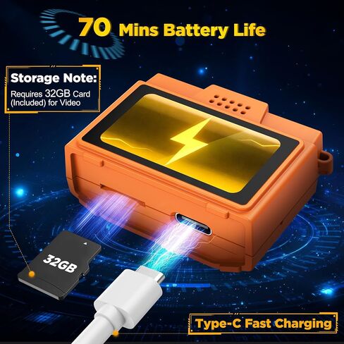USCAMEL Mini Keychain Camera Digital: Kids Camera for Boys, Orange | Retro Digital Mini Keychain Camera, 1.47" IPS Screen, Portable Camera for Teens Girls Ages 7-12 in Kuwait