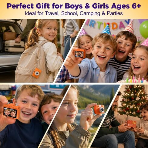 USCAMEL Mini Keychain Camera Digital: Kids Camera for Boys, Orange | Retro Digital Mini Keychain Camera, 1.47" IPS Screen, Portable Camera for Teens Girls Ages 7-12 in Kuwait