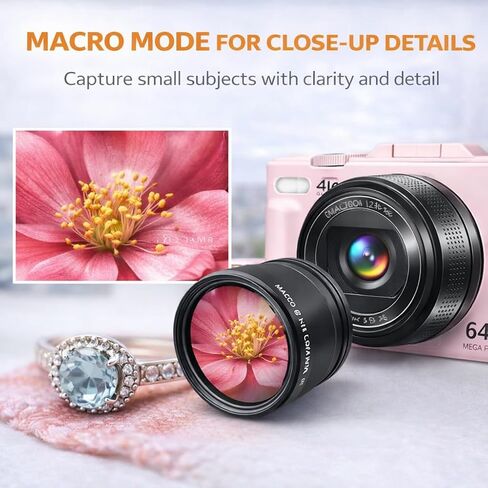 4K 64MP Digital Camera for Photography, Vlogging Camera for YouTube with 3.0'' 180° Flip Screen, WiFi, 16X Digital Zoom, Wide Angle & Macro Lens in Saudi Arabia
