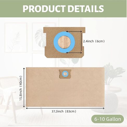 6 Pack DEWALT Dust Bag DXVA19-4101, for 6-10 Gallon Wet/Dry Vacuum, DEWALT Vacuum Bags, Compatible with DXV06P DXV09P DXV09PA DXV10P DXV10PL DXV10S DXV10SA DXV10SB, BM08 Accessory Kit (6) in Saudi Arabia