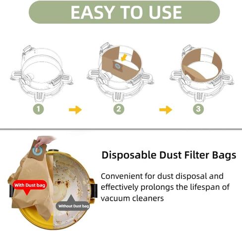 6 Pack DEWALT Dust Bag DXVA19-4101, for 6-10 Gallon Wet/Dry Vacuum, DEWALT Vacuum Bags, Compatible with DXV06P DXV09P DXV09PA DXV10P DXV10PL DXV10S DXV10SA DXV10SB, BM08 Accessory Kit (6) in Saudi Arabia
