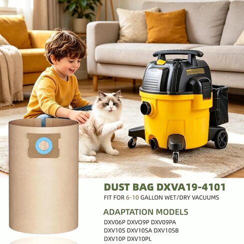 6 Pack DEWALT Dust Bag DXVA19-4101, for 6-10 Gallon Wet/Dry Vacuum, DEWALT Vacuum Bags, Compatible with DXV06P DXV09P DXV09PA DXV10P DXV10PL DXV10S DXV10SA DXV10SB, BM08 Accessory Kit (6) in Saudi Arabia